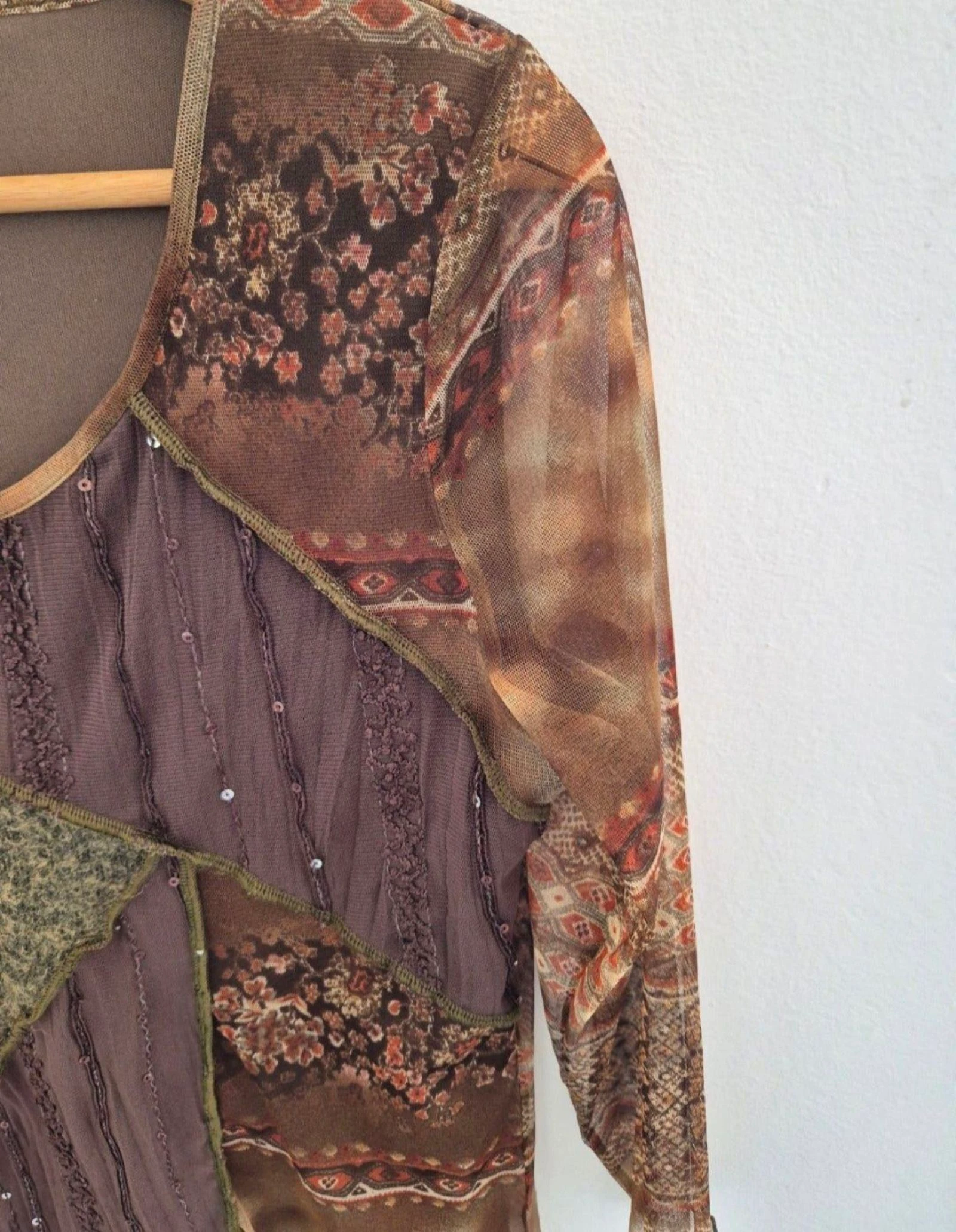 Vintage Georges Franck Y2K Haut en Maille Patchwork à Paillettes – Taille 42/44 – photo 5